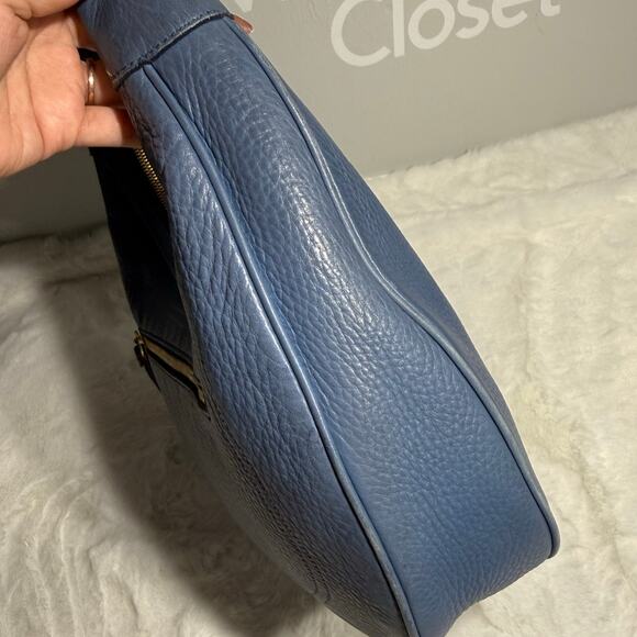 y2k Vintage Coach Hobo Bag 9621 Legacy Milled Blue Leather Ergo Shoulder Bag - Picture 10 of 11